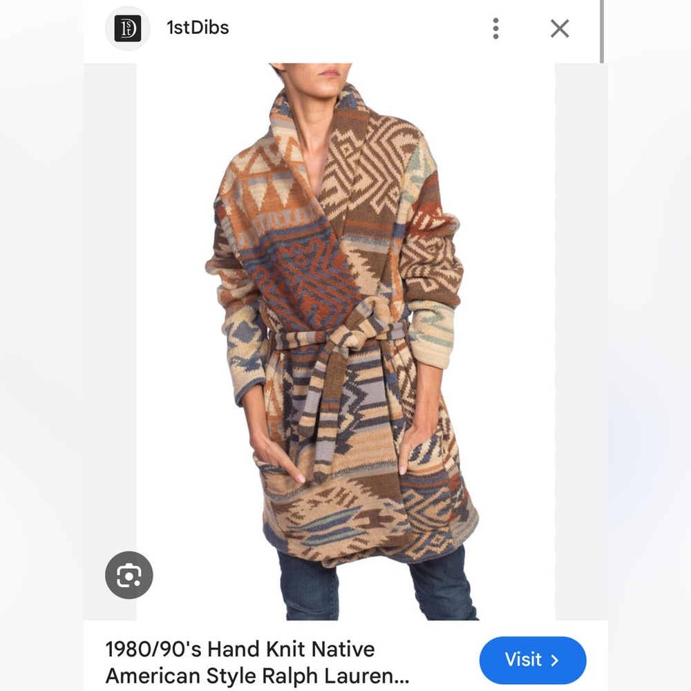 Vintage 90s Lauren Ralph Lauren Aztec wool wrap cardigan M